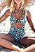 CUPSHE Women's Lush Leaves Print Cut Out Design One-Piece Swimsuit Green