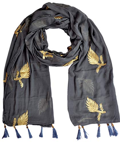 Image of YOUTHQUAKE Women's Golden Patti Work Embroidered Chiffon Dupatta for Womens & Girls With Latkan