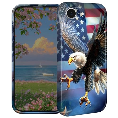 BEOTIWAD Eagle American Flag Phone Case for iPhone 16E 6.1" Hard PC Full Protective Cover Design Shockproof Protective Cover for iPhone 16E 6.1"