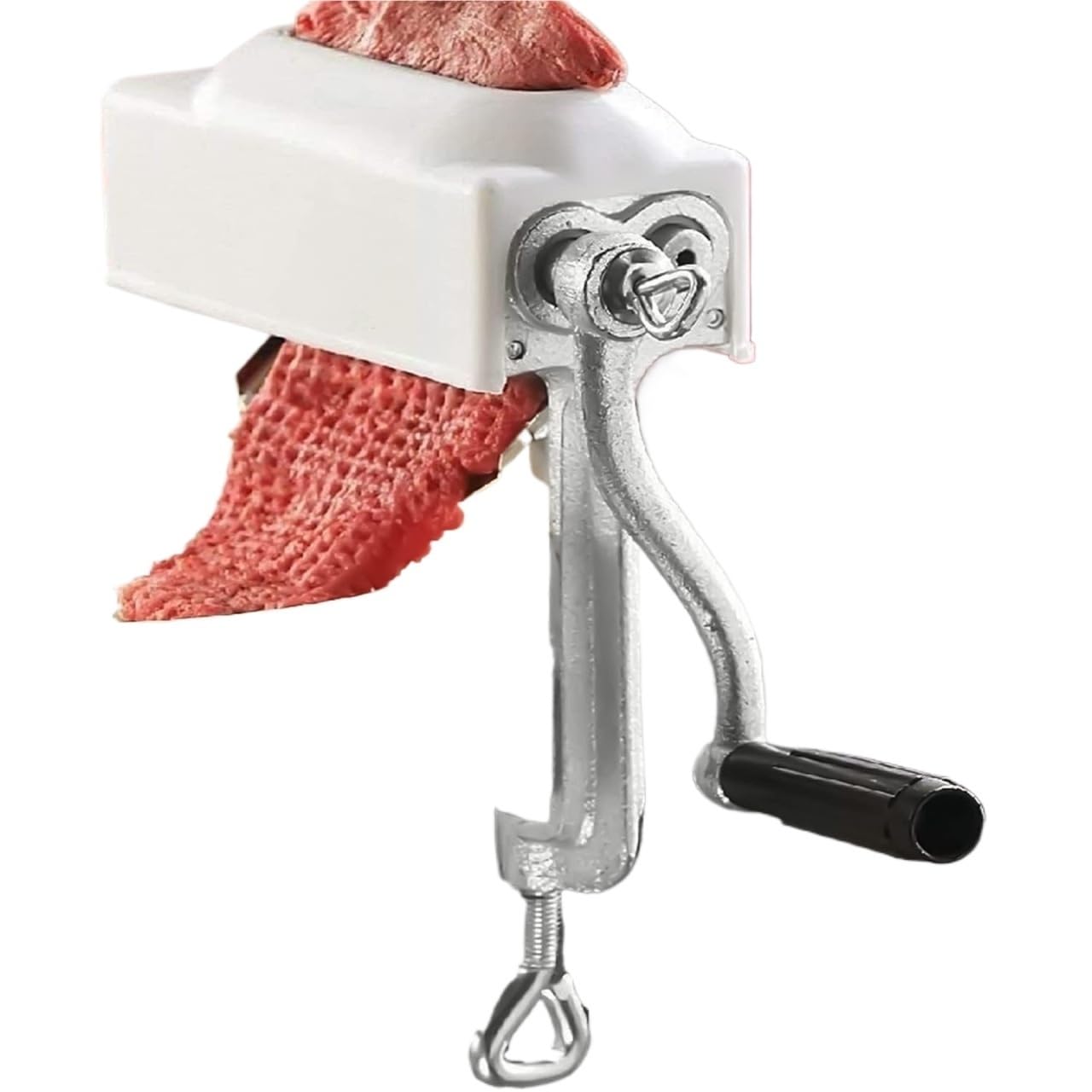 Commercial & Home Cast Iron Manual Meat Tenderizer Machine – Flattener Rolling Tenderizer Feed, Hand Crank, Safety Cover -On Attachment For Beef, Pork