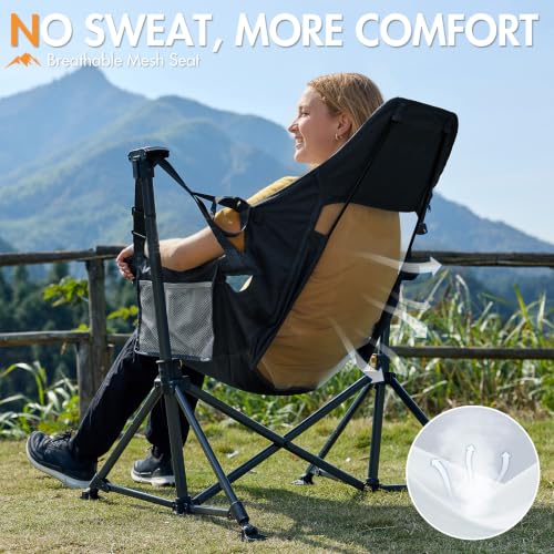 Portal Hammock Camping Chair Silla de Camping Colgante Resistente 400 lbs - Malla Transpirable con Respaldo Ajustable y Almohada para la Cabeza, Portátil, Negro miniatura 4