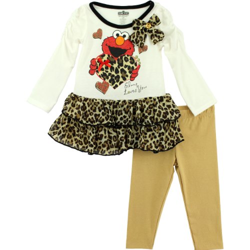 Sesame St Baby Girls' Elmo 2 Piece Print Long Sleeve Legging Set