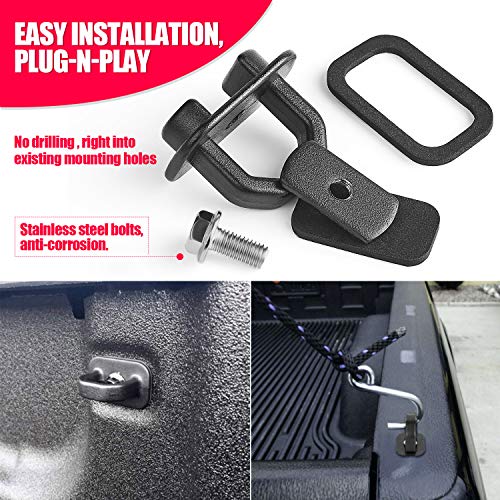 SUZCO 9 Points Truck Bed Stake Pockets Tie-Down Anchors Set Side Wall Cargo Anchor Fits 07-21 Chevy Silverado I 07-21 GMC Sierra I 07-21 Chevy Colorado I 07-21 GMC Canyon - 1,000 lbs - Thumbnail 4