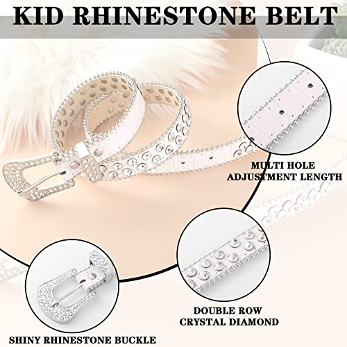 Xtinmee 2 Pcs Kids Rhinestone Belt Girls Western Cowboy Belt with Bling Diamond Studded and Sequin Leather4