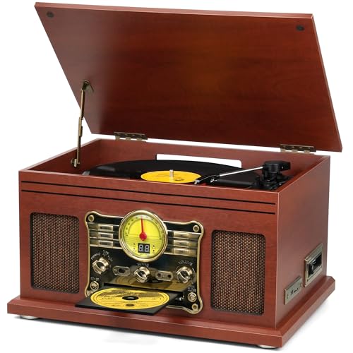 FEKTIK Bluetooth Record Player 10 in 1, 3-Speed Turntable for Vinyl with Speakers, LP to MP3...
