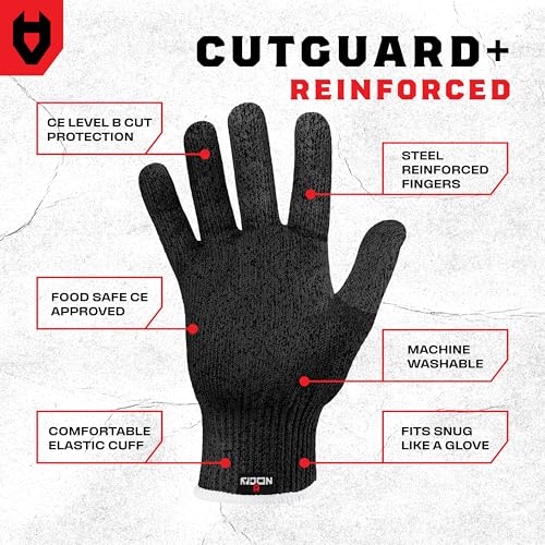 Image of NoCry Cut Resistant Work Gloves for Women and Men, with Reinforced Fingers; Comfortable, 100% Food Grade Kitchen Cooking Hand Protection; Ambidextrous Safety Gear for Cutting; Level 5 Protection