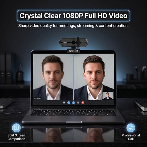 Image of ARcNet Falcon Full HD 1080p /30fps Webcam with Microphone & Privacy Cover, USB HD Computer Web Camera, Plug and Play, for Zoom /Skype /Teams, Conferencing and Video Calling, 90-Degree Wide Angle Lens