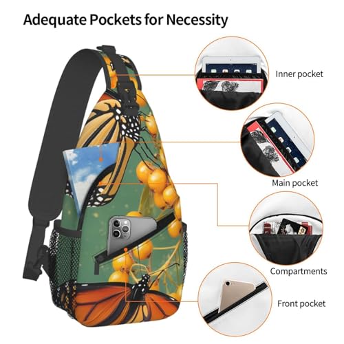 Butterflies Multi Functional Adjustable Single Shoulder Crossbody Bag,Casual Chest Bag, Suitable For Daily Travel,Unisex4