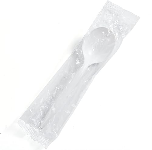 Miniatura 9 de CIAO! Cuchara de sopa blanca desechable de peso medio de polipropileno envuelta individualmente (caja de 1000)