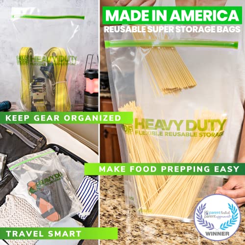 Heavy Duty Reusable Stand-Up Ziplock Bags For Food Storage By Smelly Proof, Usa Made, No Peva & Bpa Free, Reusable Freezer Bags, Dishwasher-Safe, Triple Zip, Clear 5-Mils Xxl 2-Gallon 12" X 16" - 5Pk #TOP2