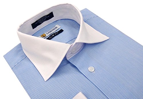 Labiyeur Men's Slim Fit Spread Collar French Cuff Long Sleeve Formal Dress Shirt3