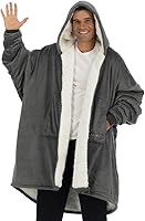 Vista 25 de THE COMFY Original - Manta de forro polar de microfibra con forro sherpa, diseño de gran tamaño con capucha y bolsillo de Shark Tank