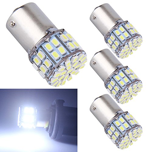 TABEN Super Brillant 400LM P21W 1156 BA15S 1073 1093 50-SMD 1206 Blanc LED Ampoules Voiture Inverse Sauvegarde Feux Arrière Clignotants Feux Intérieur RV Camper Ampoule 12V (Pack de 4 Cover