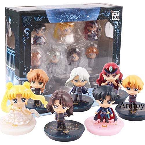 Yvonnezhang Petit-Chara! Anime Sailor Moon Figura Reina Beryl Princesa Serenidad Reino Oscuro Figura de acción Juguete 7pcs / Set 4cm, Withbox