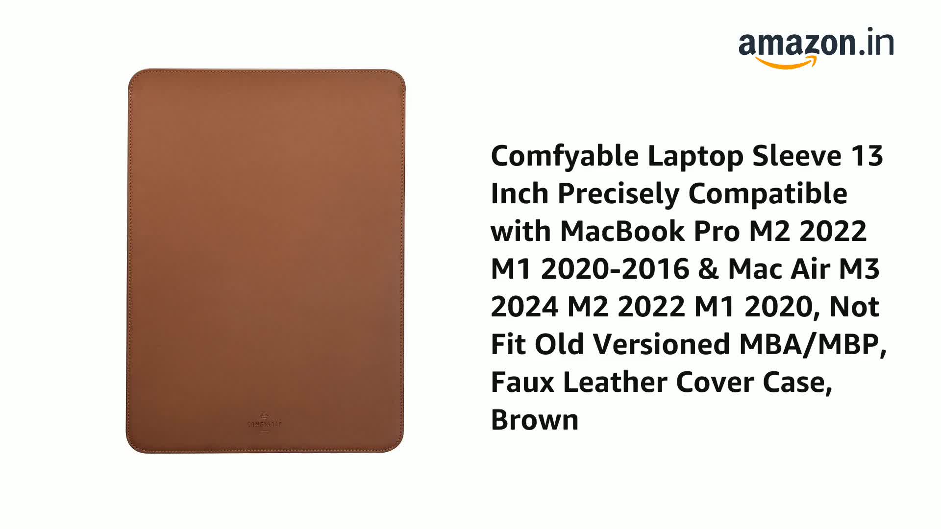 【純正、正規品】MacBook Pro Leather Sleeve ブラウン Comfyable Laptop Sleeve 13 Inch Precisely Compatible with MacBook
