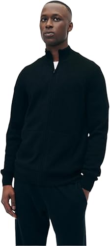 NAADAM Signature Mens Cashmere Full Zip Sweater, Clay,XS