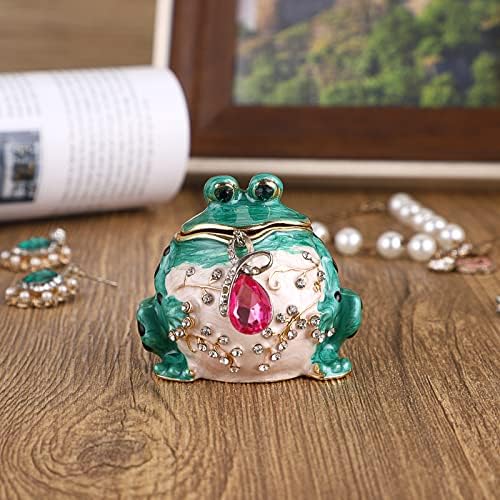 SUMNACON Mini Frog Style Jewelry Box Holder Trinket Box, Decorative Enamel Hinged Small Jewelry Organizer, Wedding Ring Box Necklace Holder Earrings Organizer