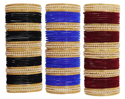 Image of NMII Glass with Plain and Glossy Finished Bangle Set For Women and Girls