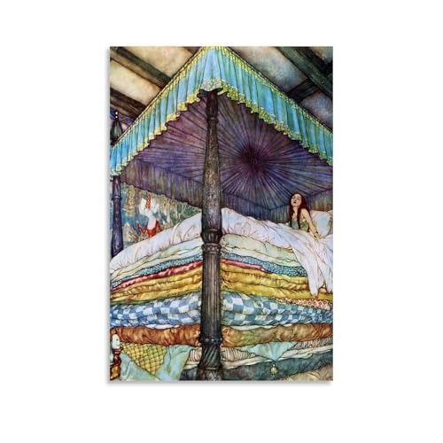Décoration Murale Princesse au Petit Pois Edmund Dulac Poster Art Nouveau Grand Format 20x30