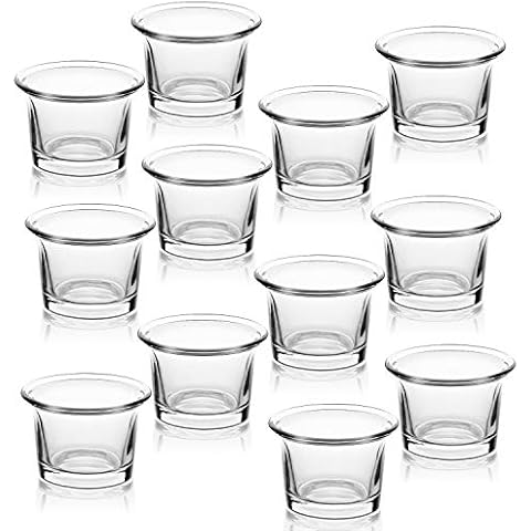 Letine Tealight Candle Holder Set of 12- Clear Glass Votive Candle Holders Bulk for Wedding, Party & Home Decor Cover