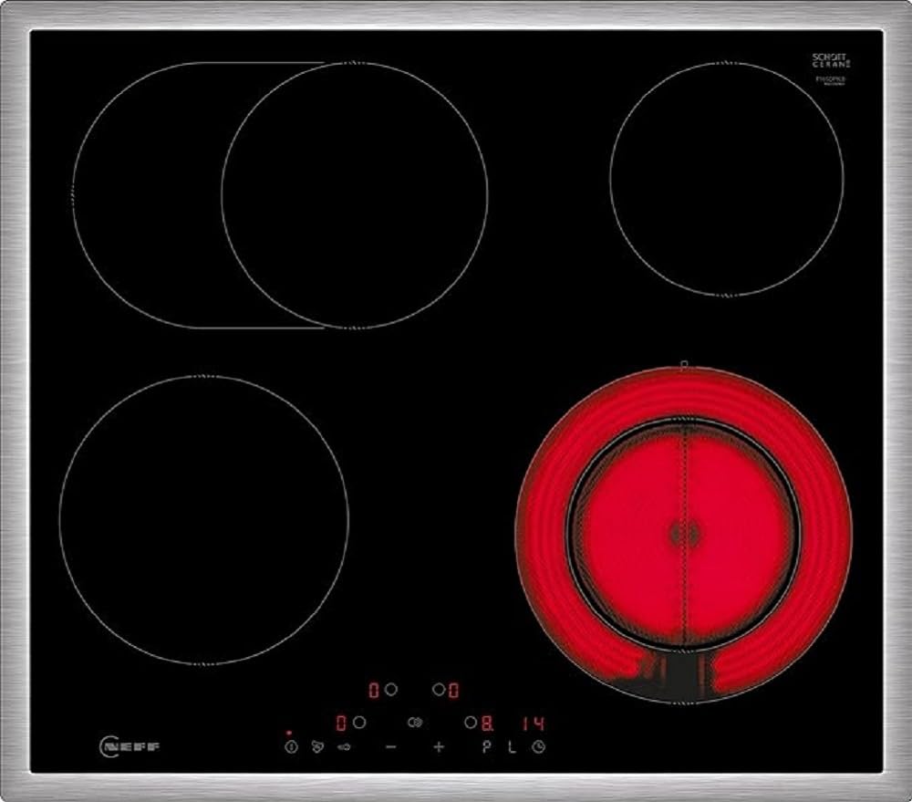 NEFF T16SDF9L0 - Piano cottura elettrico N70, piano cottura autosufficiente in vetroceramica, larghezza 60 cm, controllo touch, livello di potenza, zona arrosto, colore: Nero