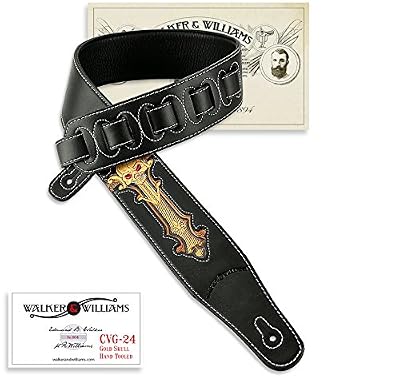 Black & Gold Skull & Cross Guitar Strap