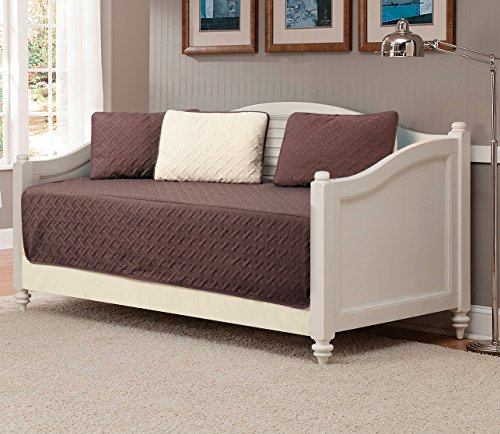 Mk Collection 5pc Modern Bedspread Day Bed Solid Embossed Coffee/Beige New