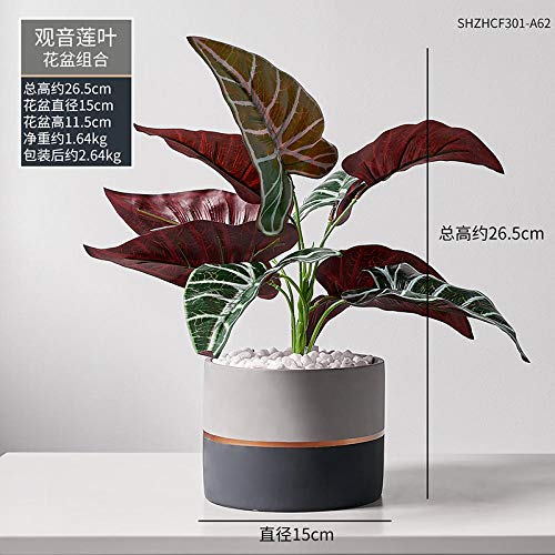 afbaby Planta de Flores Artificiales Planta Verde Adornos en macetas Piso Maceta decoración Creativa Tortuga nórdica Espalda Hoja Carne IKEA Bonsai