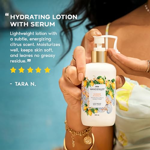 Image of Nykaa Wanderlust Summer in Amalfi Moisturising Body Lotion, 300 ml |Mandarin and Basil Perfume | Lightweight, Long-Lasting Hydration | Vegan, Paraben-Free I Suitable for All Skin Types