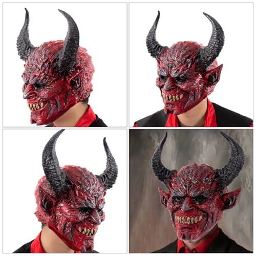 Masque de diable rouge élastique à visibilité optimale avec cornes