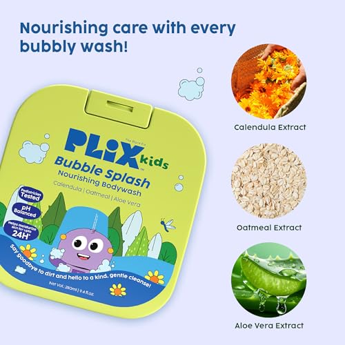 Image of Plix Kids Bubble Splash Nourishing Body Wash | Gentle cleansing without dryness | 24-hour hydration | Strengthens skin barrier & soothes sensitive skin | Sulfate-free & dermatologically tested | 280ml