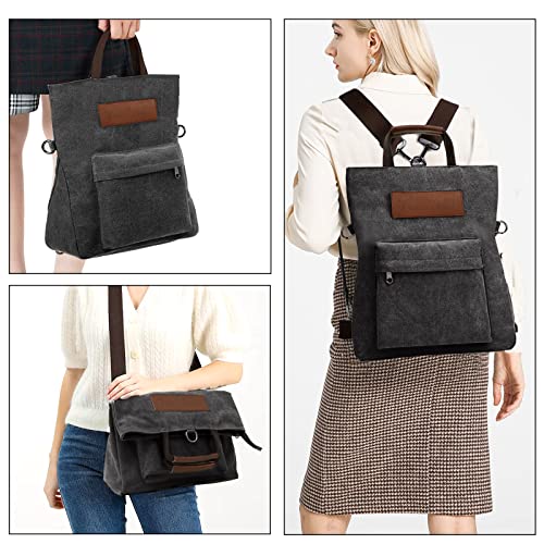 TANTOMI Handtasche Rucksack Damen 2 in 1, Canvas Rucksacktasche Groß Handtasche Damen, Mehrzweck Damen Rucksack für Arbeit, Büro, Einkaufen, Shopper Reisen im Freien.