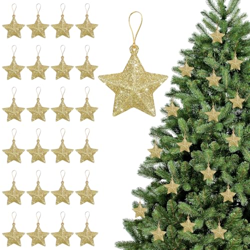 Sterne Weihnachtsbaum, 24pcs Sterne Deko Hängend, Weihnachtsdeko...