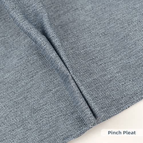 Driftaway Pinch Pleat Valance For Kitchen Window Blackout Faux Linen Textured Solid Valance For Living Room 16 Inch Farmhouse Linen Curtain Valance Window Treatment Back Tab 52X16 Dusty Blue #TOP2