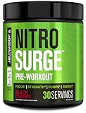 Jacked Factory NITROSURGE Pre Workout Supplement - Endless Energy, Instant Strength Gains, Clear Focus and Intense Pumps - NO Booster & Powerful Preworkout Energy Powder - 30 Servings, Black Cherry