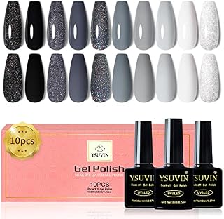 Yueshop Pastel Nude Pink Nail Polish Set- 10 Colors Gel Nail Polishes Brown Beige Snow White Glitter Sparkle Series Gel Nail Polish, Soak Off UV Gel Nail Varnish Manicure Kit For Women Beauty Gift