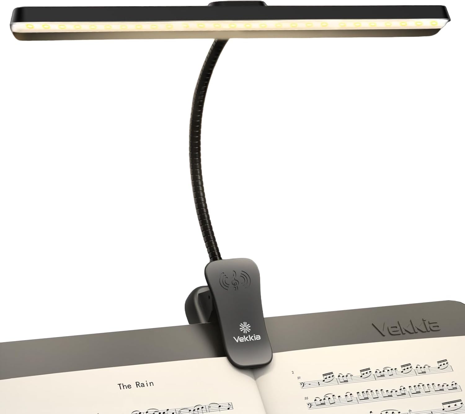 Vekkia 88 Led Rechargeable Music Stand Light, Folding Clip On Piano Lamp | Eye-Protective, 3 Color × 5 Brightness Levels, Portable Professional Super Bright Lamp for Musicians