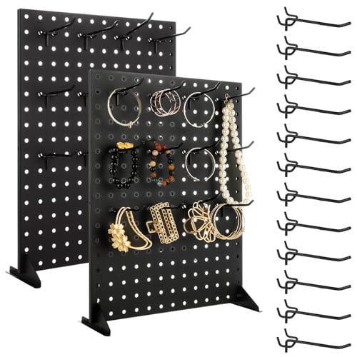 SHUESS 2Pcs Metal Peg Board Display Stand with 24 Peg