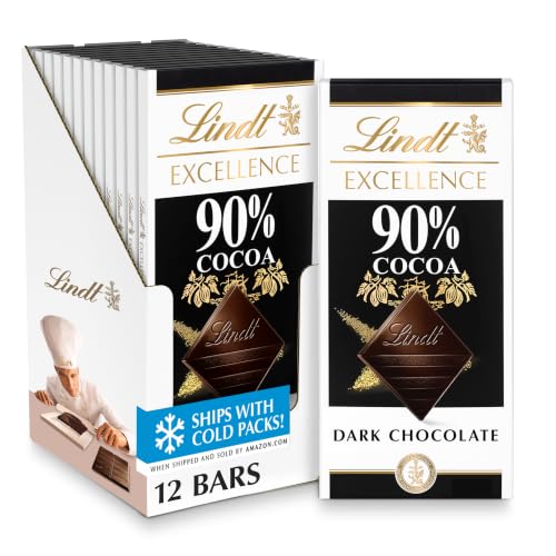 Lindt EXCELLENCE 90% Cocoa Dark Chocolate Bar, Dark Chocolate Candy, 3.5 oz. (12 Pack)