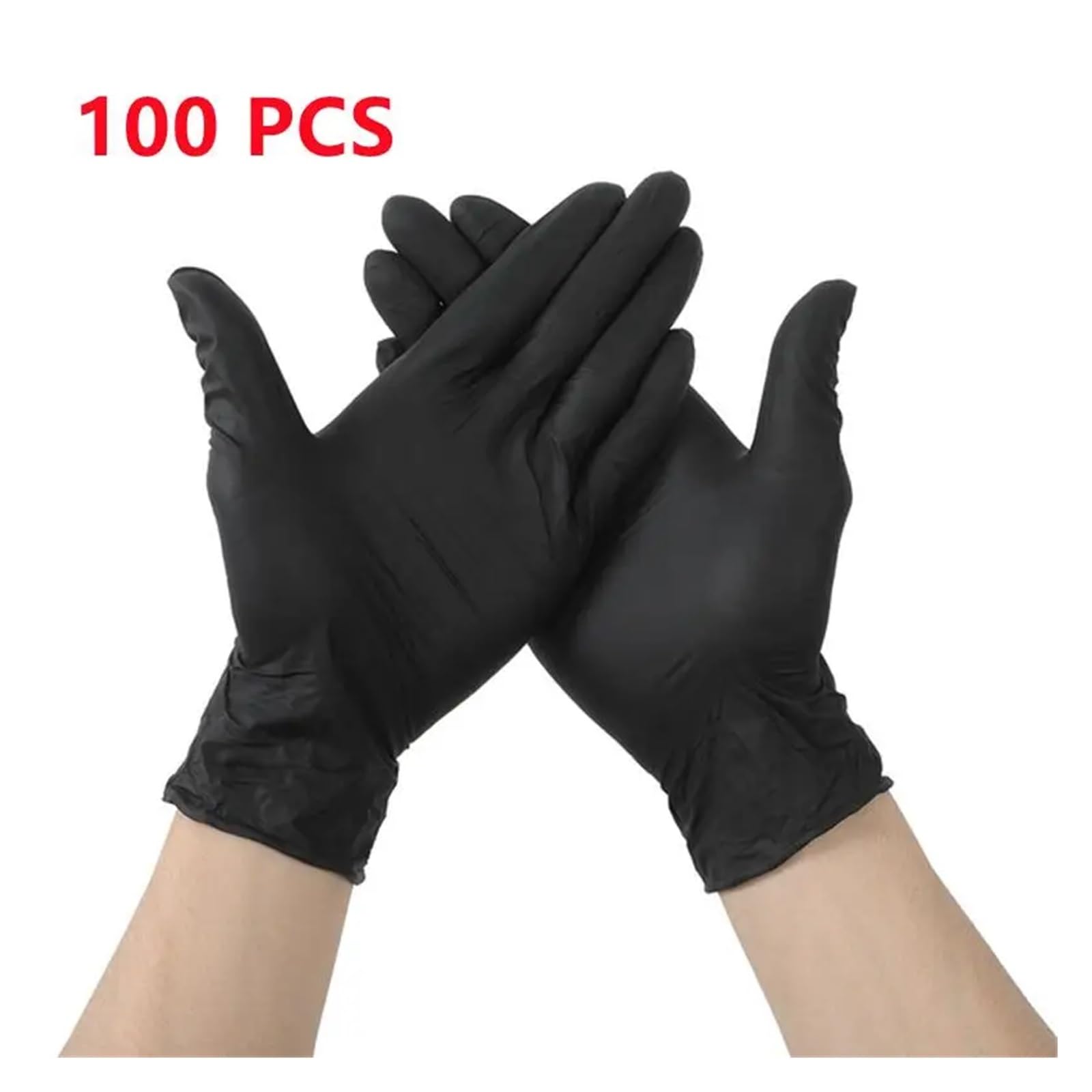 20/50/100 Szt. Czarne Rękawiczki Nitrylowe Jednorazowe Czyszczenie Gospodarstwa Domowego Bez Lateksu Do Kuchni Farba Włosów Mechanik Tatuaż(Black 100PCS,L)