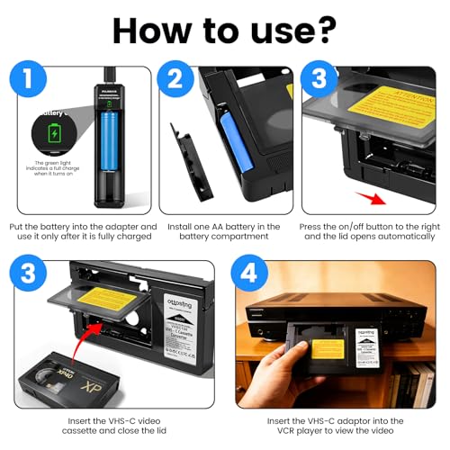 Adaptador VHS-C a VHS con circuito de voltaje estable miniatura 3