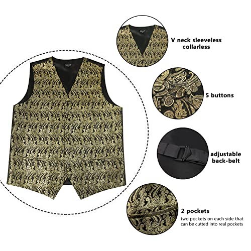 Mens Classic 2 Pcs Paisley Jacquard Waistcoat Suit Vest Set3