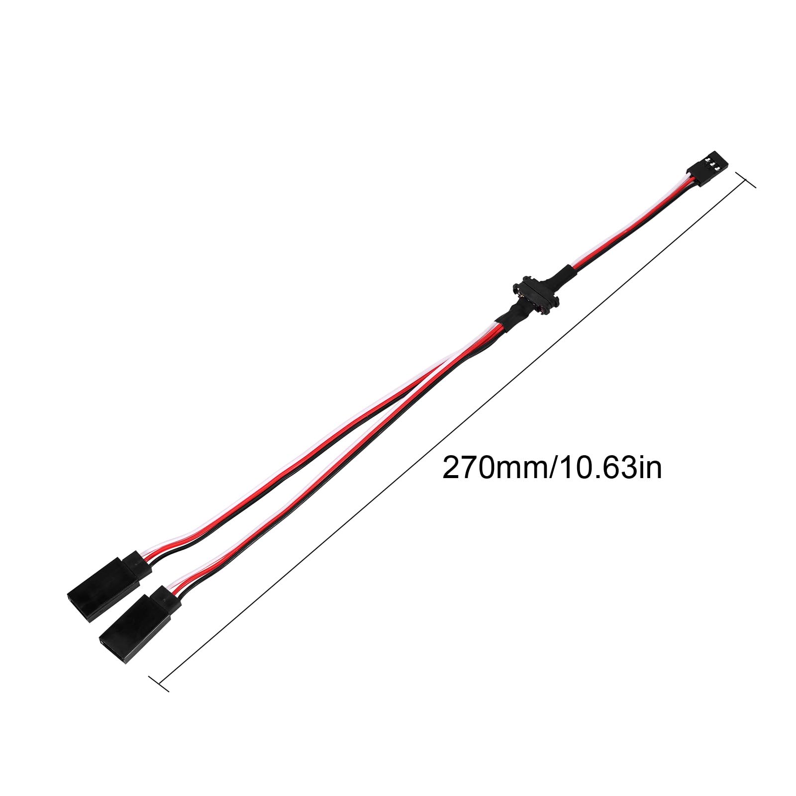 INJORA Magnetic Snap-on JR 1-to-2 Y Cable for RC Models, 2PCS (27cm)