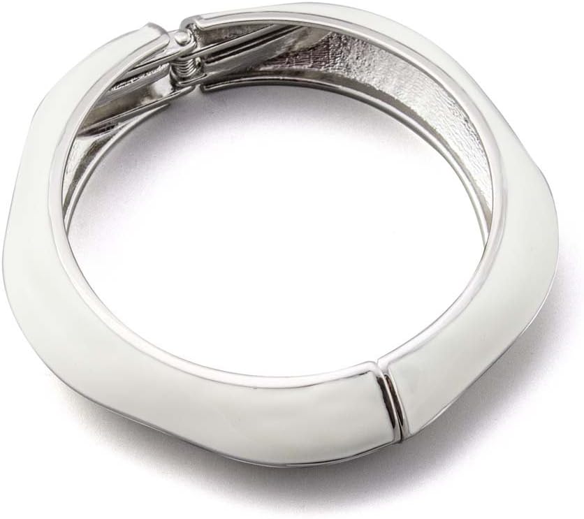 LookLoveWomens Jewelry White Epoxy Hinged Bangle Bracelet