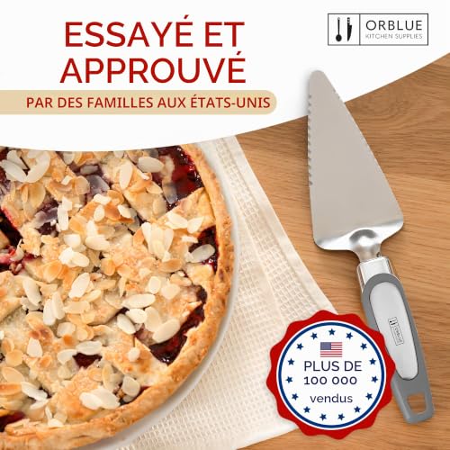 Orblue Pelle à Tarte avec Bord Serré des Deux Côtés, Acier Inoxydable de Haute Qualité, Poignée Ergonomique, Polyvalente et Compatible Lave-Vaisselle – vue 9