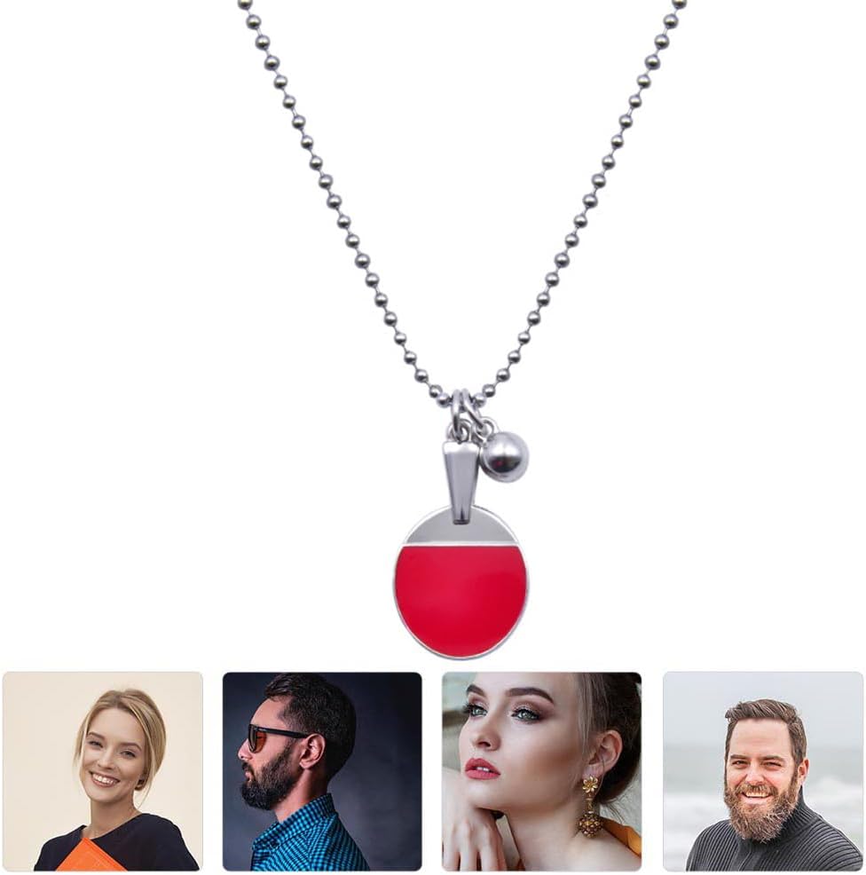 BESTOYARD 2 Pcs Table Tennis Bat Necklace for Women Creative Titanium Steel Sports Pendant Choker Unique Neck Decoration for Parties and Anniversaries image 2