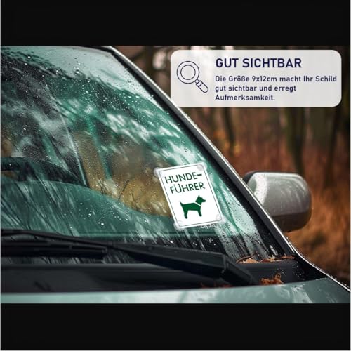 Hundeführer Schild für Auto mit 4x Saugnapf - Hundeführer Saugnapfschild Autoschild Acrylschild für Windschutzscheibe 90x120mm