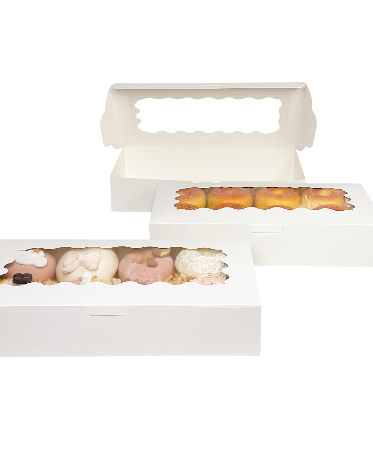 Gcardist 6 Packs White Cookie Box with Window 30.5x14x6.4cm Two Uses Pastry Biscuit Bakery Box For Packaging - Image 4