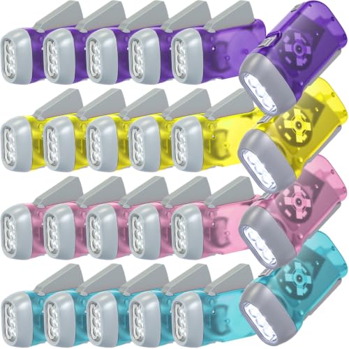 Image of Mudder 24 Pack Hand Crank Flashlight | No Battery Emergency Flashlight, Self Powered, Portable Light Dynamo Torch, for Survival Kit Outdoor Hiking Emergency