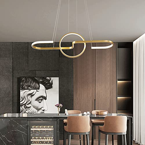 Suspension géométrique métal dorée avec lampe LED intégrée pour salon